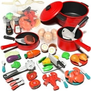 Play Kitchen Accessories, Play Food Sets for Kids Kitchen Pretend Playset with Pots and Pans Set, Learning Education Toys for Toddlers, Birthday Gift for 3 4 5 Years Old Girls Boys Baby Child